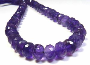 Perles en vrac Rondelle d'améthyste violette 10 "brin coupe à facettes 8.5-9mm gemmes brésiliennes naturelles de qualité supérieure 130 carats - Product Image 3