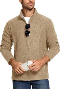 Veste pour homme surdimensionnée à fermeture éclair de couleur unie Veste légère à fermeture éclair complète Manteaux chauds et doux décontractés avec poches - Product Image 3
