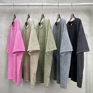 T-shirt blanc vintage pour hommes T-shirts lourds T-shirt délavé à l'acide T-shirt vintage uni avec logo personnalisé pour hommes Livraison DDP - Product Image 2