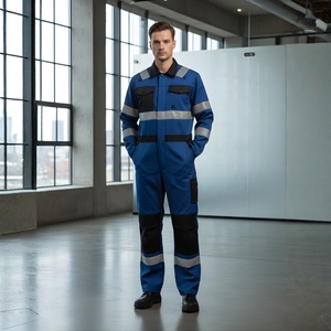 Men's High Visibility Construction Coverall Hi Viz Reflective Safety Work Wear with Pants and Cargo Coverall Construction Work. - Product Image 5