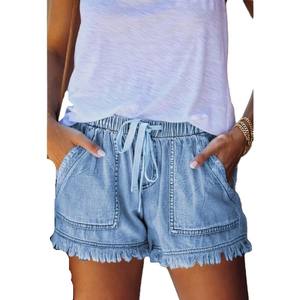 <b>Women</b> <b>Jeans</b> <b>Baggy</b> Shorts Custom Made Casual High Waist Denim Shorts High Quality Hot Sale Ladies Elastic <b>Baggy</b> Shorts - Product Image 1