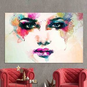 Decoración de Pared Moderna: Impresión en Lienzo de Rostro de Mujer Colorido, Lienzo Enrollado - Product Image 1