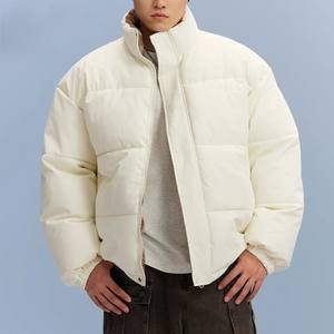 Wholesale Custom Unisex Hooded Canvas Puffer Jacket <b>Waterproof</b> Polyester Filled <b>Winter</b> <b>Coat</b> with Front Logo - Product Image 3