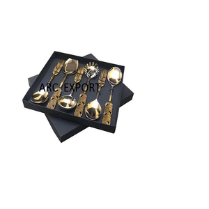 El último juego de cubiertos decorativos modernos con estilo pulido brillante plateado con soporte de diseño de hojas Juego de cubiertos a bajo precio - Product Image 6