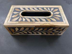 Caja de pañuelos con incrustaciones de hueso, cajas negras florales, caja de pañuelos de aspecto más nuevo, servilletero, soporte de pañuelos con incrustaciones de hueso, venta al por mayor personalizada - Product Image 2