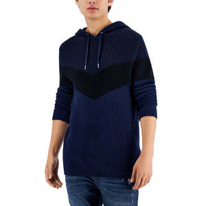 Felpa con Cappuccio INC International Concepts da Uomo XL/XS Blu Bicolore, Abbigliamento Invernale Lavorato a Maglia con Stampa Serigrafica a Motivo Uniforme - Product Image 1