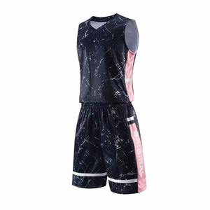 Vêtements de sport unisexe rose noir personnalisés, uniformes de basket-ball, vêtements de sport en polyester, basket-ball - Product Image 2