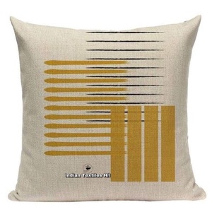 New <b>Design</b> Geometric Canvas <b>Cushion</b> <b>Cover</b> Digital Printing Canvas Bohemian Style Stripes and Flowers Pillowcase - Product Image 1