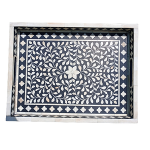 Meilleure arrivage2024 plateau de service en incrustation d'os motif floral plateau de service au design chaud du fabricant indien STAR CRAFT INDIA - Product Image 3