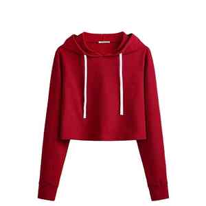 Women crop <b>top</b> hoodie made with premium fabric delivering cozy warmth relaxed fit and fashionable casual look - Product Image 2