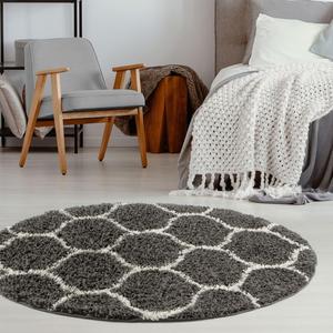 พรมขนยาวสีเทาเข้มสไตล์โมร็อกโก 640 ชุดลายฉลุประณีต - Product Image 2