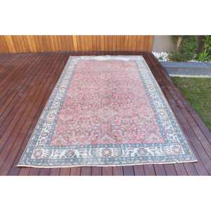 5.4x9.2 ft Rug, Vintage Turkish Large Rug, <b>Red</b> <b>Wool</b> Rug - Product Image 1