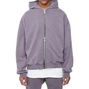 เสื้อฮู้ดผู้ชายแบบมีซิปเสื้อฮู้ดโอเวอร์ไซส์ทรงหลวมเสื้อครอปสตรีทสำหรับผู้ผลิตในฤดูหนาวสามารถปรับแต่งได้ - Product Image 1