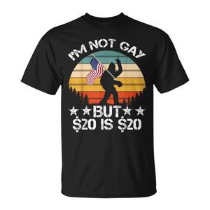 Camiseta con diseño de la bandera de EE. UU. Bigfoot Meme para hombre, camisetas promocionales con memes divertidos, $20, no soy gay, $20 es $20 - Product Image 1
