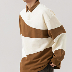 T-shirt polo décontracté 100% coton pour hommes de qualité supérieure à manches longues en tissu de toile à motif respirant et solide - Product Image 2