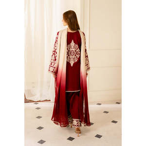 Spring/Summer Breathable Full Sleeve Embroidered Shirt Set with <b>Chiffon</b> Tye & Dye Dupatta and <b>Trousers</b>-JAZMIN/BIC-4656 Women's - Product Image 4