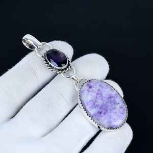<b>Amethyst</b> Gemstone <b>Pendant</b> Solid 925 Sterling Silver Handmade High Quality Unique Design Children's Jewelry Engagement Gift for - Product Image 4