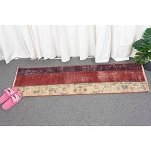 Alfombra Kilim turca roja Vintage de 13 'X 4,2', diseño de retales abstracto de lana de área grande clásica, látex de 10mm para pasillo rectangular - Product Image 4