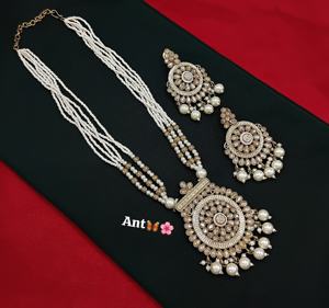 Conjunto de joyería de boda larga de lujo del fabricante indio, conjunto de collar y pendientes tradicional étnico para mujeres y niñas, diseño de moda - Product Image 4