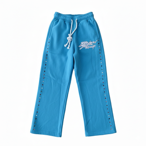 Pantalons de survêtement unisexes de haute qualité avec logo brodé personnalisé, style vintage, strass, 100% coton molletonné 400 g/m² pour hommes et femmes - Product Image 2