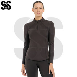 Chemise de base pour l'équitation pour femmes, style le plus récent, de haute qualité, manches longues, coupe régulière, légère, absorbant la transpiration, fermeture éclair pour - Product Image 4
