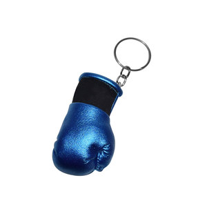 Mini guantes de boxeo profesionales llaveros estándar internacional Color azul cuero duradero tejido Metal mejor regalo de Navidad - Product Image 3
