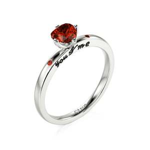 Jeulia You & Me Heart Engagement <b>Ring</b> in Sterling <b>Silver</b> with Ruby - Product Image 2