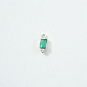 High Quality Rectangular Green Onyx Gemstone Charm DIY Sterling Silver Minimalist Jewelry Making Factory Wholesale - Product Image 1