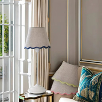 Abat-jour en tissu léger fait main de style moderne, avec bordure festonnée, style antique, installation facile, multicolore, chrome poli