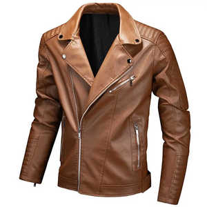 Men's Original Biker Jacket with Stand Collar Zip <b>Fastening</b> Functional Pocket Custom Color High Street Winter Regular Fit Design - Product Image 2
