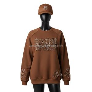 Sudadera de Mujer, Algodón y Poliéster, Color Marrón, Manga con Pedrería, Logotipo Personalizado, Estilo Adornado, Transpirable - Product Image 1