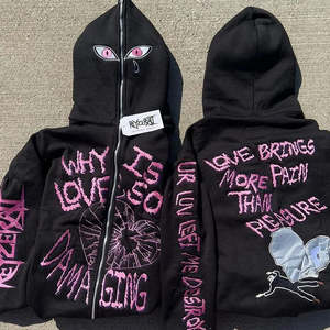 Fabricant Sweat-shirt à capuche à manches longues en coton brodé avec logo personnalisé et fermeture à glissière complète - Product Image 2