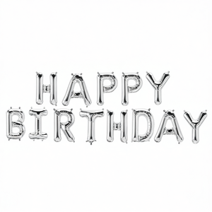 Ensemble de ballons lettres Joyeux Anniversaire argentés 45CM 12 pièces en sachet Décorations de fête - Product Image 2