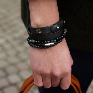 Alta Calidad Diseños de Lujo Impreso Natural Negro Twist Pulsera de Cuero Accesorios de Moda Mayorista a Precio - Product Image 1