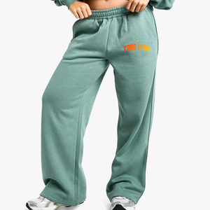 100% Cotton Custom <b>Women's</b> Wide Leg Joggers Terry <b>Fleece</b> Soft Touch Fabric <b>Women's</b> Sweatpants Comfortable Pants <b>Trousers</b> - Product Image 4