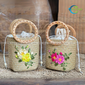 Natural BAMBOO <b>HANDBAG</b> with Cotton <b>Liner</b> Summer Ladies Bag for Women Vietnam Fashion Meets Sustainability - Product Image 3