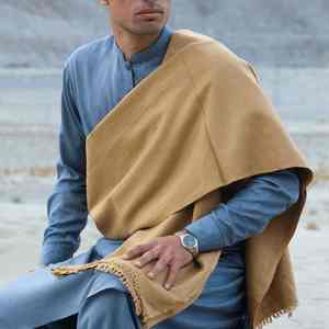 Châle en laine douce pour homme, chaud et respirant pour l'hiver, 300g, couleur unie classique traditionnelle, Inde et Pakistan - Product Image 2