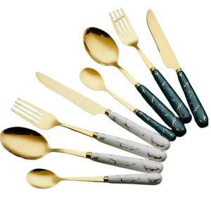 Juego de cubiertos de acero inoxidable para la cocina casera con mango de metal ampliado, cubiertos decorativos hechos a mano para mesa - Product Image 4