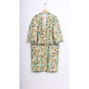 Robe de style kimono japonais pour femme, en coton pur floral, broderie kantha, veste multicolore, coton fait main, imprimé d'hiver, courte - Product Image 6