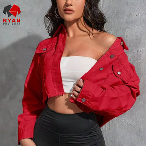 Veste en jean tendance pour femmes avec col classique, fermeture à boutons et manches longues, style moderne - Product Image 3