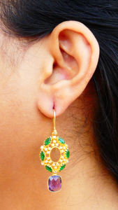 Chrome Diopside Blanc Topaze Améthyste Boucle D'oreille En Argent Sterling 925 Pierre Précieuse Plaqué Or Femmes Couple Précieux - Product Image 6