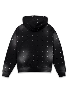 Sudadera con capucha Boxy Fit para hombre 400GSM hecha a medida con diamantes de imitación y lavado ácido desgastado Sudadera con capucha personalizada con diamantes de imitación - Product Image 3