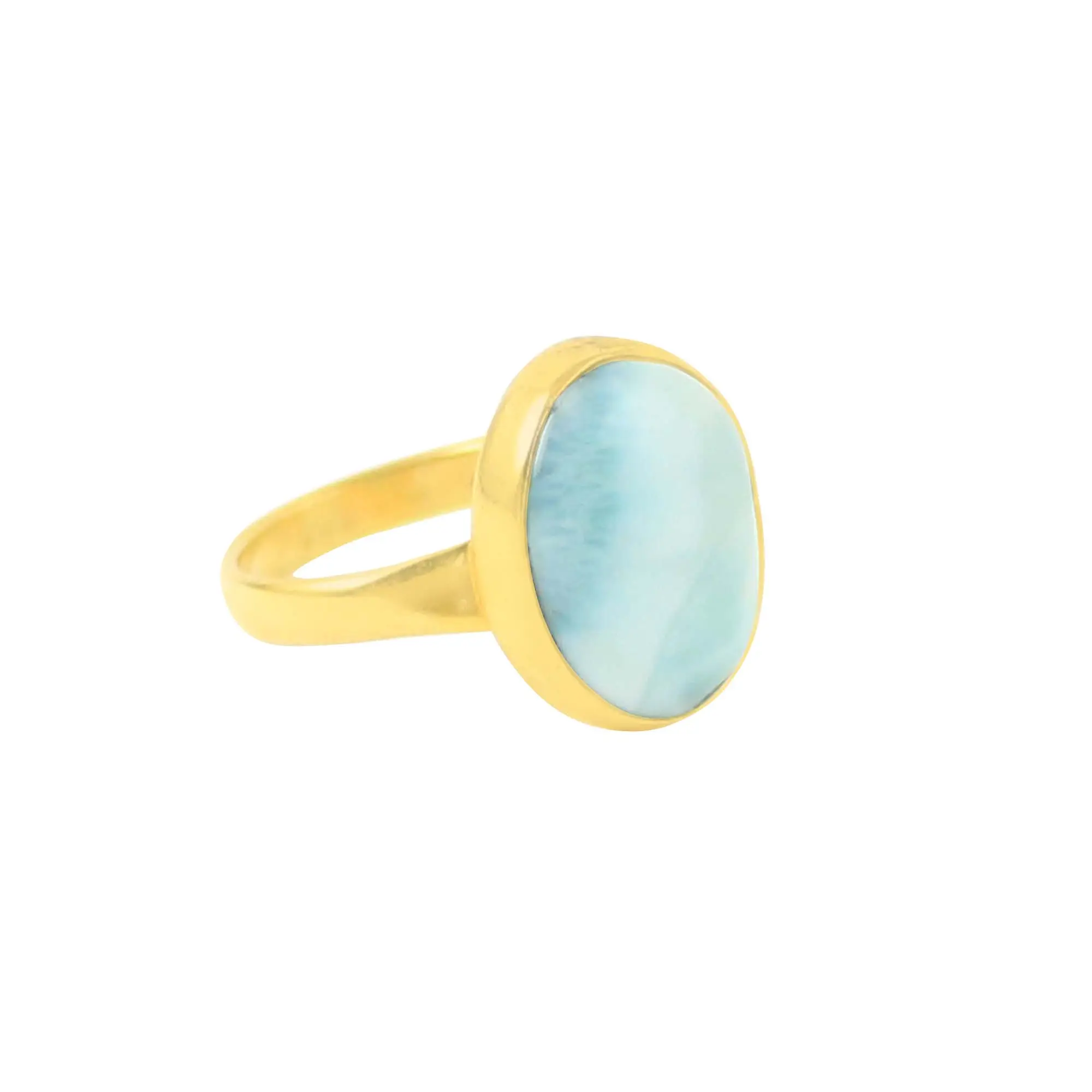 Groothandel Designer Messing Ring Met Natuurlijke Larimar Edelsteen Voor Vrouwen En Meisjes Voor Verloving