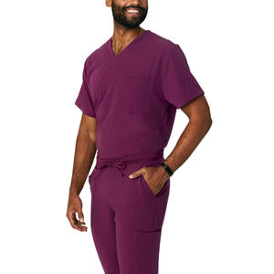 Conjunto Médico Unisex con Pantalones Jogger Ajustados con Puños Elásticos y Cintura con Cordón Funcional, Top de Manga Corta con Cuello en V, Tejido 100% - Product Image 4