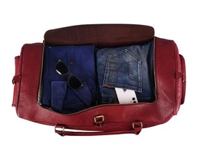 Sac de voyage décontracté de luxe en cuir véritable rouge, grand sac de week-end, sac à bandoulière rembourré, résistant à l'eau, durable - Product Image 4