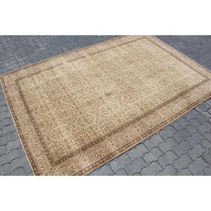 6.2x9.2 ft Vintage Rug, <b>Brown</b> Floral Turkish <b>Wool</b> Rug - Product Image 3