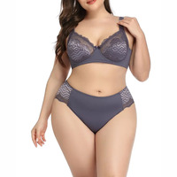 새롭고 섹시한 여성용 와이어프리 통기성 레이스 란제리 세트 나일론/면 소재 3/4컵 끈 팬티 조절 가능한 하이웨이스트