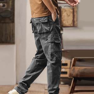Pantalones Cargo para hombre-Pantalones de algodón relajados de cintura para hombre Pantalones Cargo Ropa DE TRABAJO Combate Seguridad Cargo Bolsillo Pantalones de tamaño gris - Product Image 1