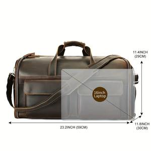 Luxury Genuine Leather Garment Duffle <b>Bag</b> with Suit Organizer <b>Shoe</b> Compartment Travel Weekender Men Large Capacity Portable - Product Image 4