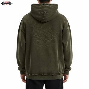 Sudaderas con capucha de invierno con estampado bordado lavado ácido personalizado, sudaderas lisas para hombre, tela polar hecha a medida en blanco - Product Image 2